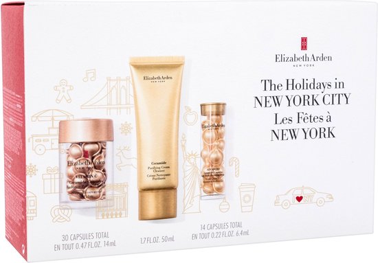 Set Elizabeth Arden: Ceramide, Eliminates Impurities, Cleansing Cream, 50 ml + Ceramide, Vitamin C, Restorative, Serum Capsules, For Face, 30 pcs + Ceramide, Hyaluronic & Ceramides