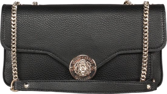 Guess, Belle, Synthetic Leather, Belt, Magnetic Clip, Textile Crossbody Bag, Black, VG774421, 29 x 15 x 4 cm, For Women