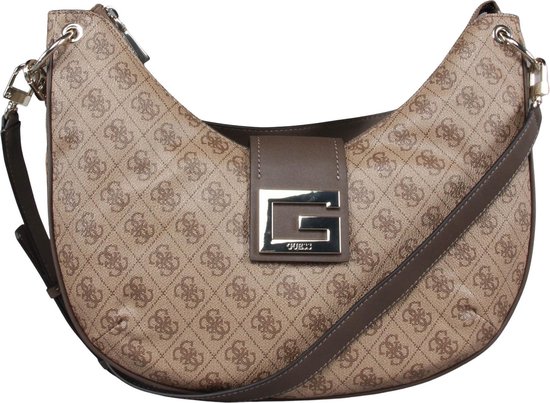 Guess, Brightside, Polyurethane, Textile Bag, Hobo Latte, For Women