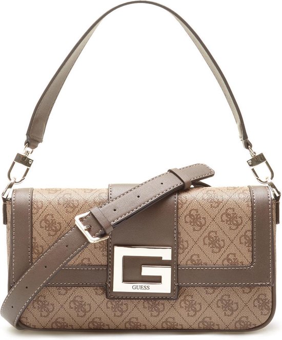 Guess, Brightside, Polyurethane, Textile Bag, 4G Logo, Latte, For Women