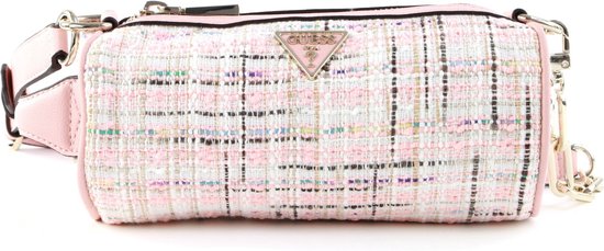 Guess, Manhattan, Polyester, Shoulder Bag, Textile Crossbody Bag, Pink Tweed, For Women