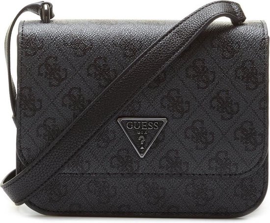 Guess, Noelle, Belt, Magnetic Clip, Textile Crossbody Bag, Black, 14 x18.5 x7 cm, For Women