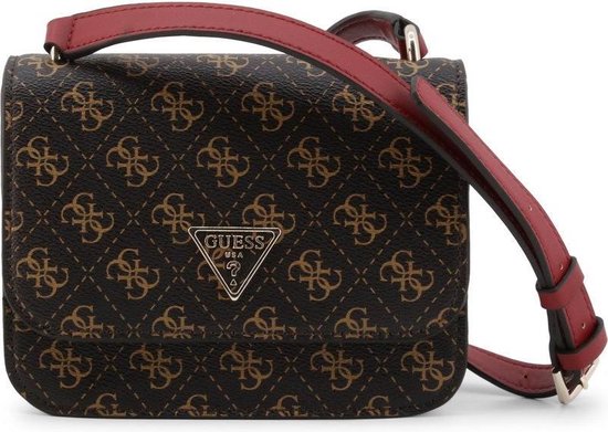 Guess, Noelle, 4G Logo, Textile Crossbody Bag, Brown, hwql78 79780, 18.5 x 14.5 x 7 cm, For Women