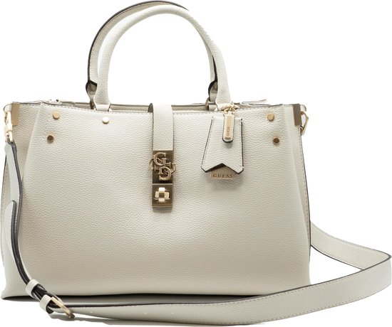 Guess, Albury, Synthetic Leather, Textile Bag, White, For Women, 31.5 x 22 x 13.5 cm