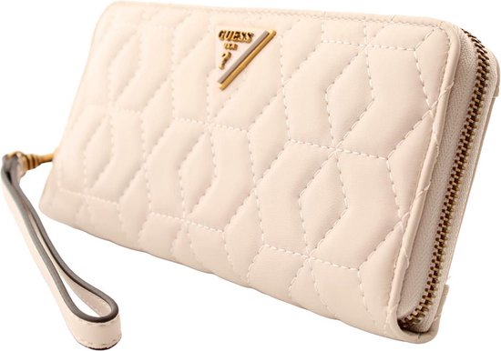Guess, Elenia, Textile Wallet, SLG Large Zip, Stone, For Women